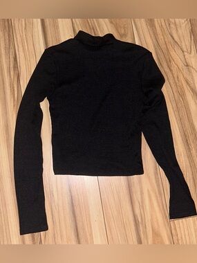 Black Long Sleeve Mock Neck Women's Top